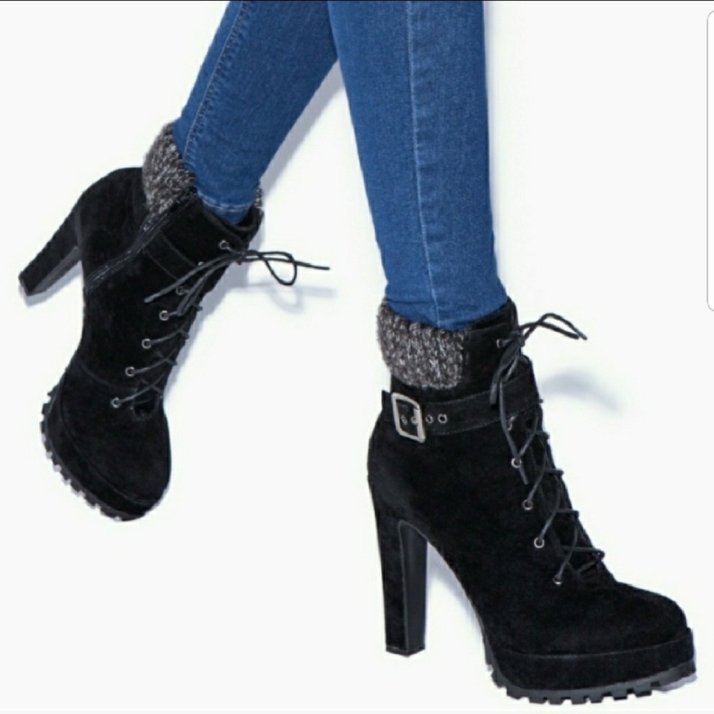 Faux Suede Heeled Booties